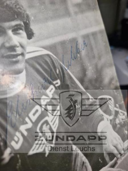 Repro Postkarte " Eberhard Weber " Weltmeister und Trophy Sieger 1975 & 1976 mit Original Autogramm Abdruck vom Original(Bild3)